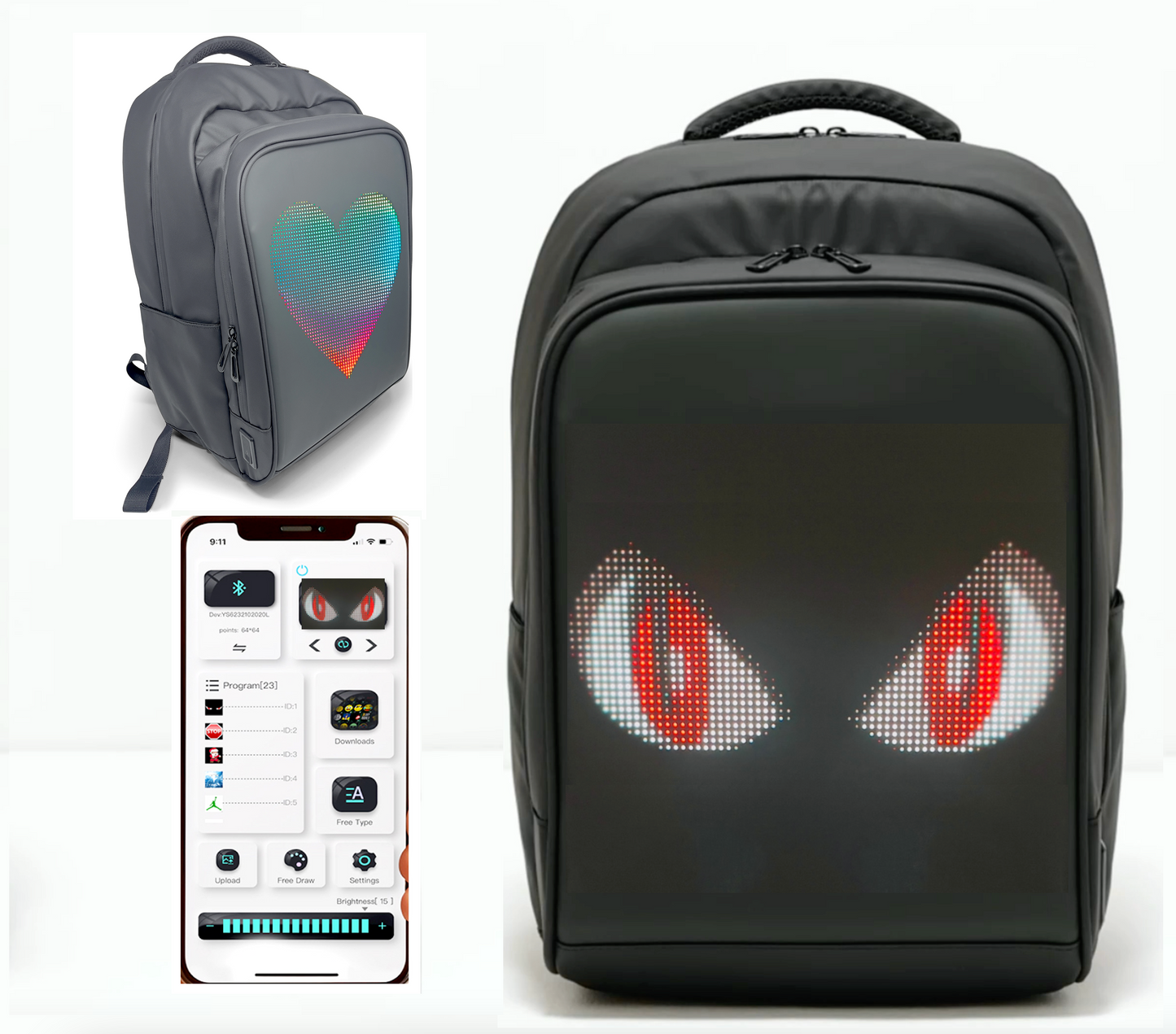 Led Backpack with Programmable Screen,Video Backpack, Laptop Backpack Women, Work Backpacks, College Backpack, Work Backpack for Men, Bookbags, Flight approved Carry-on backpack